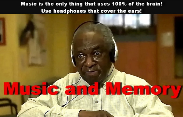 Music and Alzheimer's. Music is the only thing that uses 100% od the brain!